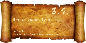 Breszlauer Izor névjegykártya
